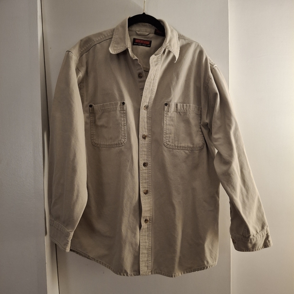 Wolverine Men's Beige Button-Up Shirt